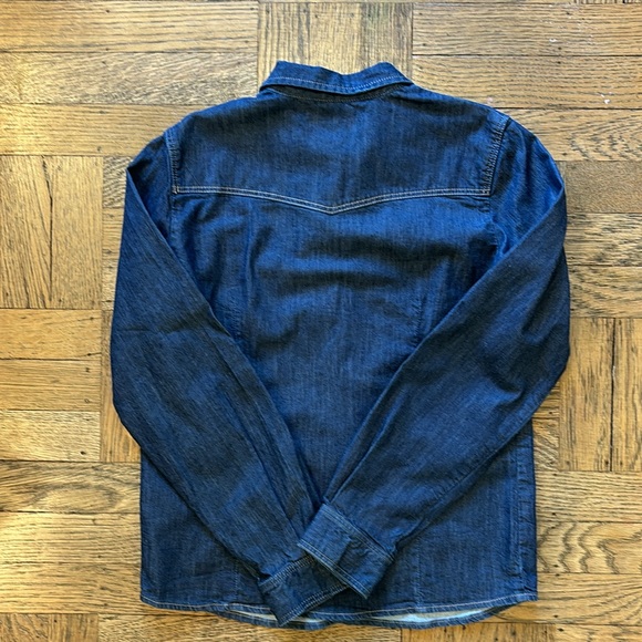 Bonpoint Dark Denim Snap Button Shirt Sz 12 - Picture 5 of 7